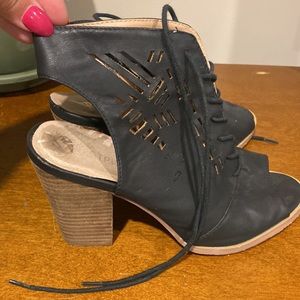 Restricted Black Cut-Out Lace Up Bootie, size 8